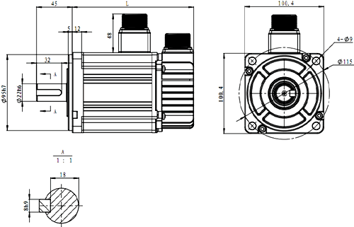 MotionKing AS110 Servo Motor Dimensions