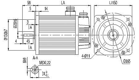 MotionKing AS150 Servo Motor Dimensions