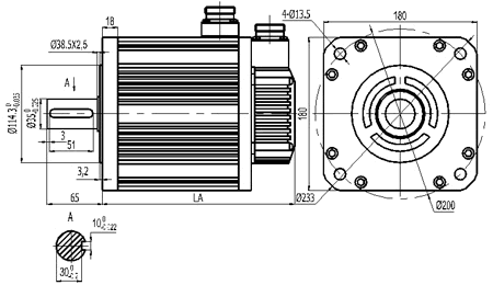 MotionKing AS180 Servo Motor Dimensions