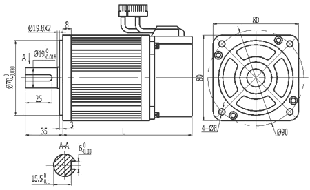 MotionKing AS80 Servo Motor Dimensions