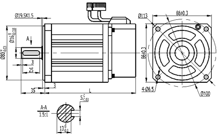 MotionKing AS90 Servo Motor Dimensions